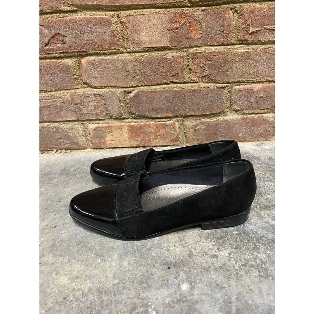 Trotters Black Patton Leather & Suede Flat Size 7.5